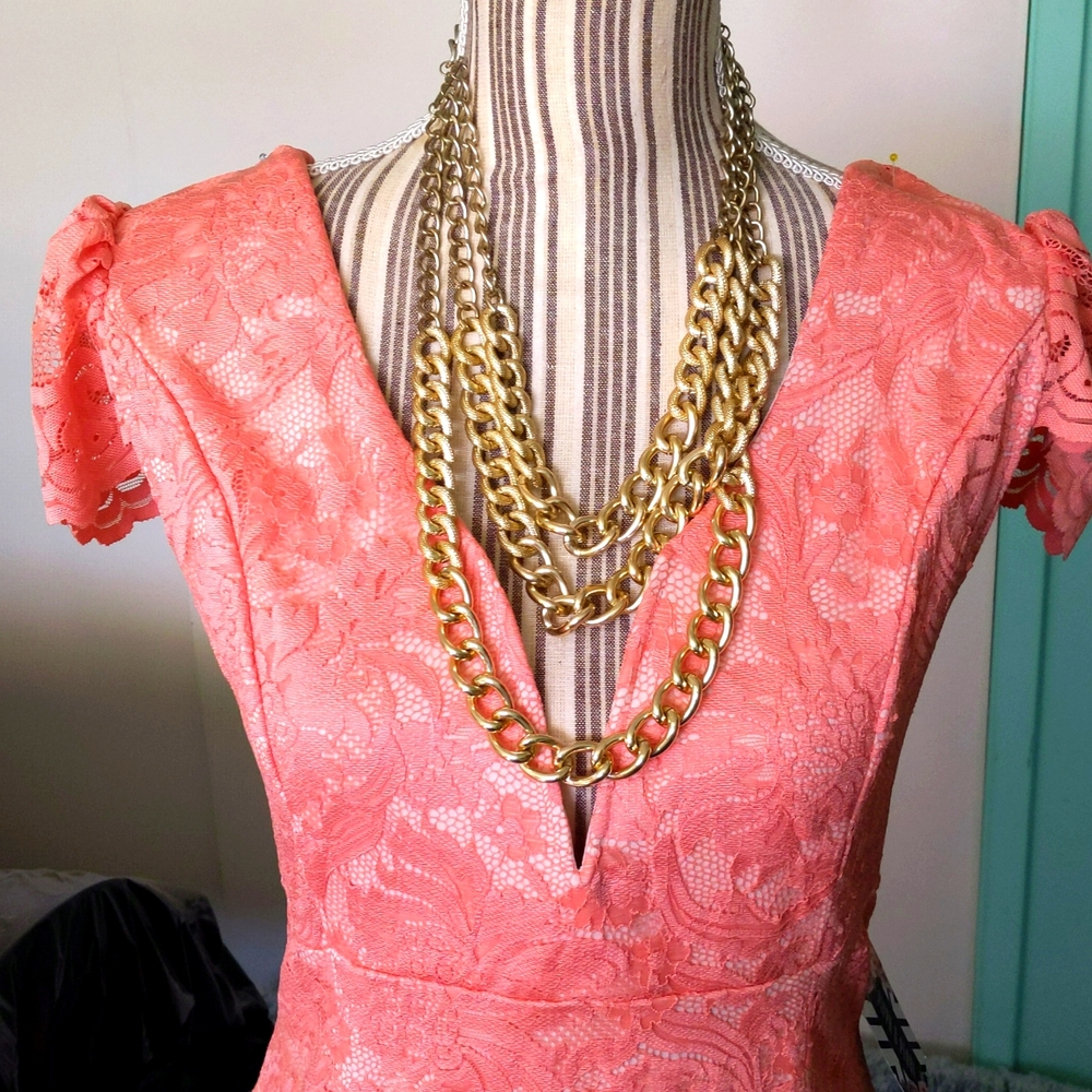 Feminine Peach Lace dress